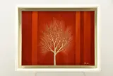 Red skies ii by Nakisa Seika, acrylic on board, sold Dec 2022