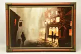 A nostalgic victorian style street scene by Bill Hadley, oil on canvas, sold Dec 2022