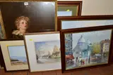 COMPRISING A BURNETT PARISIAN OIL ON BOARD, approximate size 40cm x by Six Paintings And Prints, OIL ON BOARD, sold Dec 2022