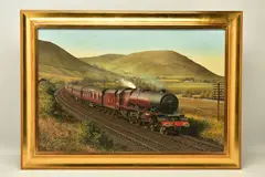Lms 6201 princess elizabeth by Gerald Broom, oil on canvas, sold Nov 2022