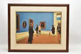 Figures in a museum of art by Roy Tidmarsh, 1988, oil on canvas, sold Nov 2022