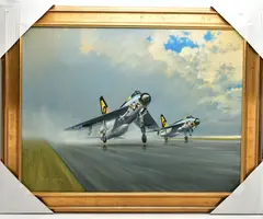 Thunder and lightnings by Gerald Coulson, oil on canvas, sold Nov 2022