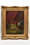 Mischievious kittens by Wilson Hepple, 1903, oil, sold Nov 2022