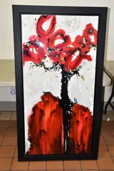 Two dreamers watch love blossom by Danielle O'Connor Akiyama, oil on canvas, sold Nov 2022