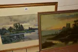 A river landscape with church and cottages beyond by William Langley, 1883, oil on canvas, sold Nov 2022