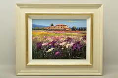 Campo viola iii by Bruno Tinucci, oil on canvas, sold Oct 2022