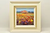 Campo rosso vi by Bruno Tinucci, oil on canvas, sold Oct 2022