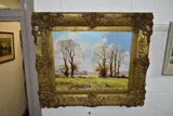 Landscape with pheasant by Lewis Howe Bennett, 1996, oil on canvas, offered Oct 2022