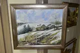 Barns at bowerbank, cumbria by Dennis Harper, oil on canvas, sold Oct 2022