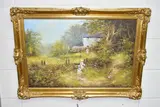 A nostalgic rural scene by Les Parson, oil on canvas, sold Oct 2022