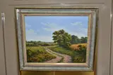 A picturesque modern english landscape by Lesley Hammett, oil on canvas, sold Oct 2022