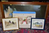 comprising a Peter Rush pen and watercolour wash illustration, by Five Decorative Paintings And Prints, watercolour, sold Oct 2022