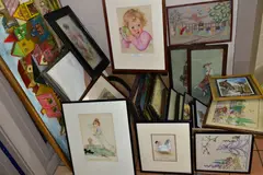 to include two watercolour pictures depicting female figures, their by Paintings And Prints Etc, watercolour, sold Oct 2022