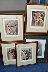 comprising a set of four Ian Nathan prints, Puma Cub, by Five Signed Limited Edition Wildlife Prints, print (other), sold Oct 2022