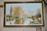 Canal by Brian Bennett, oil on canvas, sold Aug 2022