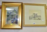 A view of a garden with flower borders and potting shed by Henry Charles Fox, watercolour on paper, sold Aug 2022