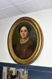 Head and shoulders portrait of a lady by E. Gomier, oil on canvas, sold Aug 2022