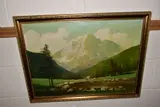 An alpine landscape with cattle grazing by Giuseppe Bonacina, oil on board, offered Jun 2022
