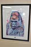 A contemporary and vibrant portrait of a gorilla by Jian Chen, watercolour on paper, offered Jun 2022