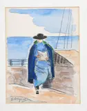 Figure in a Blue cape by Ernest Archibald Taylor, watercolour on paper, sold Jun 2022