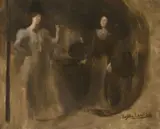 Chez la modiste Signed Eugène Carrière by Eugène Carrière, Oil on canvas, sold May 2022