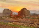 Sunset Signed G by George Clausen, Oil on canvas, sold May 2022