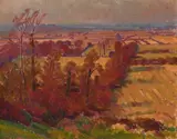 Oxfordshire landscape Signed and dated Lamb 32 by Henry Lamb, Oil on canvasboard, sold May 2022