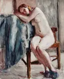 Seated nude Stamped with studio stamp atelier/O'CONOR by Roderic O'Conor, Oil on canvas, offered May 2022