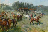 Polo at Tidworth Signed with initials and dated LE/1964 by Lionel Edwards, Oil on canvasboard, sold May 2022