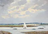 Boats at Aldeburgh by Hugh Boycott-Brown, Oil on canvasboard, offered May 2022