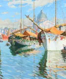 View of Venice with Santa Maria della Salute Signed and dated by Cyril Lavenstein, Oil on board, sold May 2022