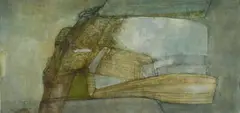 Abstract in greens Signed and dated Jerzy Stajuda 73 by Jerzy Stajuda, Oil on canvas, sold May 2022