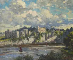 View of Chepstow Castle across the River Wye Signed Ernest Knight by Ernest Knight, Oil on canvas, sold May 2022