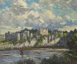 View of Chepstow Castle across the River Wye Signed Ernest Knight by Ernest Knight, Oil on canvas, sold May 2022
