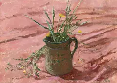 Still life with wildflowers in a jug Signed with initials and dated by Carolyn Sergeant, Oil on board, sold May 2022