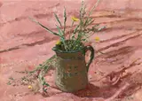 Still life with wildflowers in a jug Signed with initials and dated by Carolyn Sergeant, Oil on board, sold May 2022