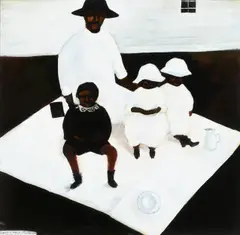 Grandmother by John Caple, Mixed media on board, sold May 2022