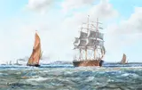 Shipping in the Thames Estuary Signed Barry Mason by Barry Mason, Oil on board, offered May 2022