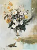 Still life with flowers in a glass Signed Roy Petley by Roy Petley, Oil on board, sold May 2022