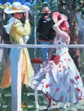 Chatting at Henley Signed with initials SEVD by Sherree Valentine Daines, Oil on board, sold May 2022