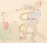 Fire Drill Inscribed Fire Drill by Siegfried Sassoon, Pencil and watercolour within pencil framing lines, sold May 2022