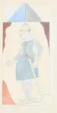 Wartface by Siegfried Sassoon, Pencil and watercolour in pencil framing lines, sold May 2022