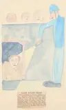 Lady Juliet Duff discovered hiding by a police officer Pencil by Siegfried Sassoon, Pencil, watercolour and collage, sold May 2022