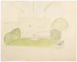 George Sassoon in his pram outside Heytesbury House Pencil and by Siegfried Sassoon, Pencil and watercolour, sold May 2022