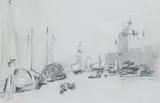 View of the Bacino San Marco by Hercules Brabazon Brabazon, Charcoal and pastel, sold May 2022