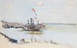 View of Cologne harbour Signed by Paul Maze, Pencil and watercolour, offered May 2022