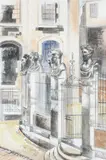 Monuments Pencil and by Paul Nash, Pencil and watercolour, sold May 2022
