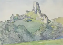 Corfe Castle Signed and dated M by Mary McCrossan, Pencil and watercolour, sold May 2022