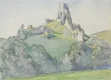 Corfe Castle Signed and dated M by Mary McCrossan, Pencil and watercolour, sold May 2022