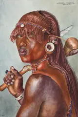Portrait of Lojasa Leakono Signed JOY by Joy Adamson, Watercolour heightened with bodycolour, offered May 2022